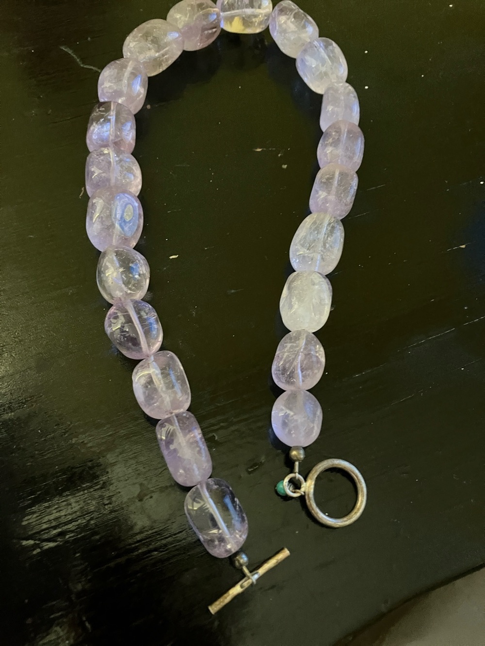 Amethyst Beaded Toggle Necklace - Lavender Stone